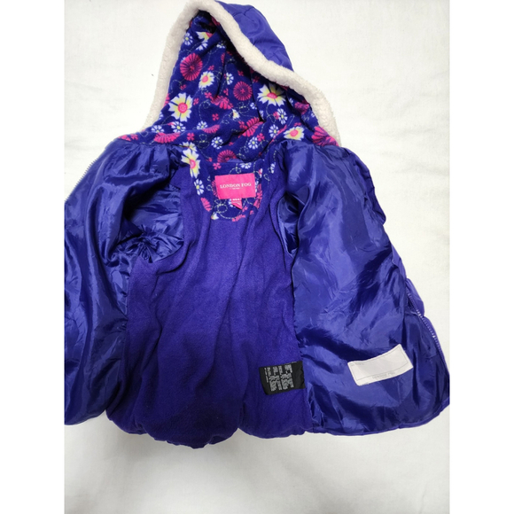 London Fog Floral Purple Puff Jacket for Little Girl Size M 5 - 6 - Picture 6 of 13